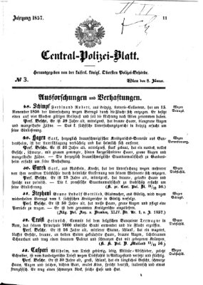 Zentralpolizeiblatt Donnerstag 8. Januar 1857