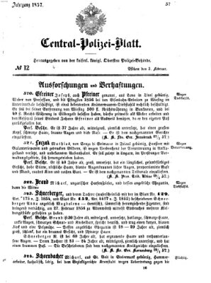 Zentralpolizeiblatt Dienstag 3. Februar 1857