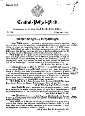 Zentralpolizeiblatt Samstag 9. Mai 1857