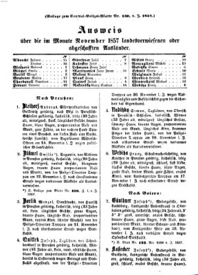Zentralpolizeiblatt Samstag 12. Dezember 1857