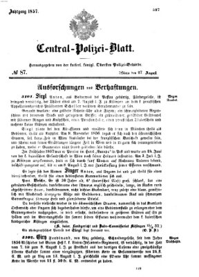 Zentralpolizeiblatt Donnerstag 27. August 1857