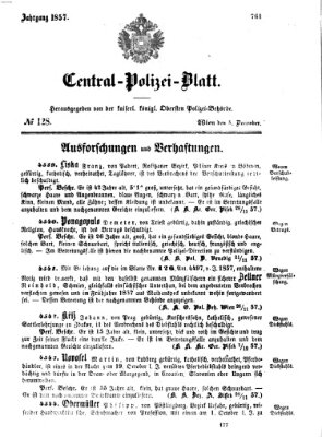 Zentralpolizeiblatt Samstag 5. Dezember 1857