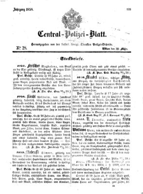 Zentralpolizeiblatt Dienstag 30. März 1858