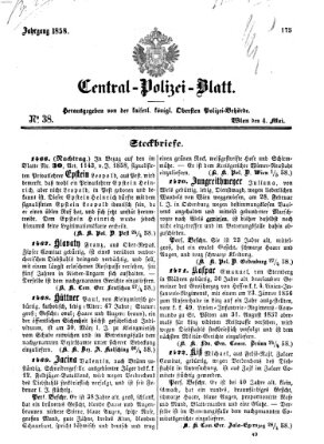 Zentralpolizeiblatt Dienstag 4. Mai 1858