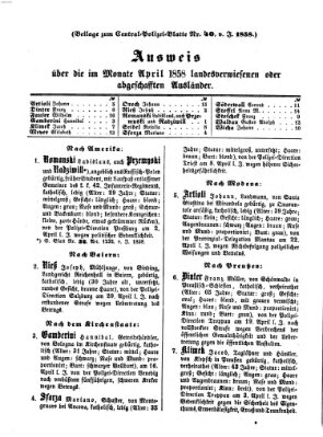 Zentralpolizeiblatt Dienstag 11. Mai 1858