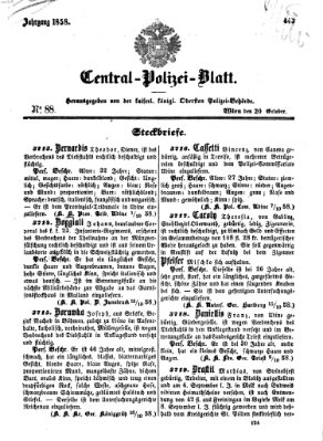 Zentralpolizeiblatt Mittwoch 20. Oktober 1858