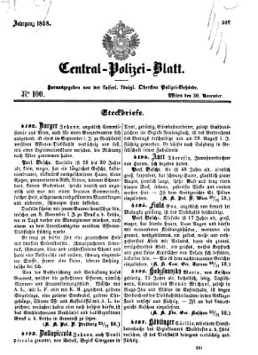 Zentralpolizeiblatt Dienstag 30. November 1858
