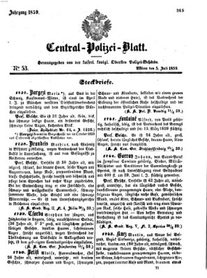 Zentralpolizeiblatt Dienstag 5. Juli 1859