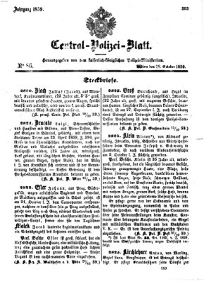 Zentralpolizeiblatt Freitag 28. Oktober 1859
