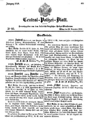 Zentralpolizeiblatt Dienstag 29. November 1859
