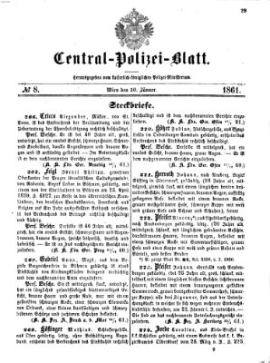 Zentralpolizeiblatt Mittwoch 30. Januar 1861