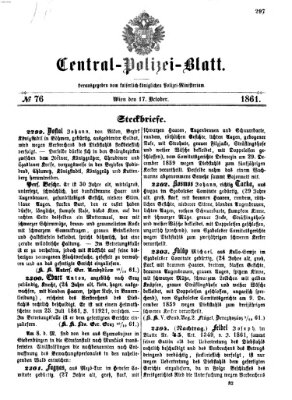 Zentralpolizeiblatt Donnerstag 17. Oktober 1861