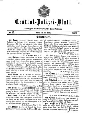 Zentralpolizeiblatt Dienstag 11. März 1862