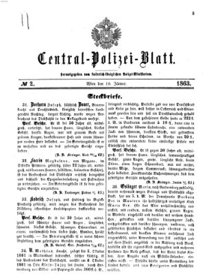 Zentralpolizeiblatt Samstag 10. Januar 1863