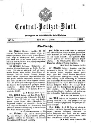 Zentralpolizeiblatt Dienstag 27. Januar 1863