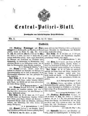 Zentralpolizeiblatt Samstag 23. Januar 1864