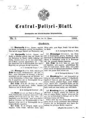 Zentralpolizeiblatt Freitag 19. Januar 1866