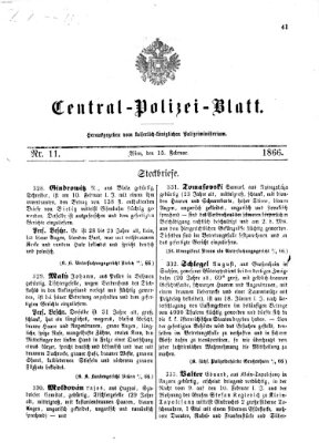 Zentralpolizeiblatt Donnerstag 15. Februar 1866