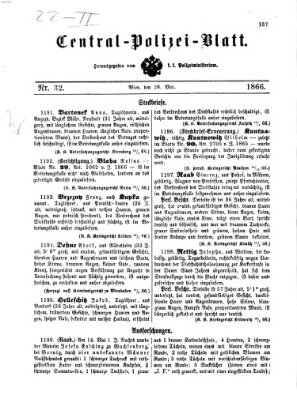 Zentralpolizeiblatt Samstag 26. Mai 1866