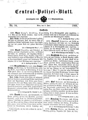 Zentralpolizeiblatt Samstag 9. Juni 1866