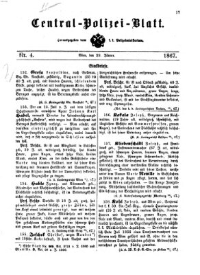 Zentralpolizeiblatt Dienstag 29. Januar 1867