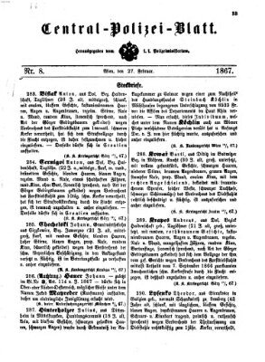 Zentralpolizeiblatt Mittwoch 27. Februar 1867
