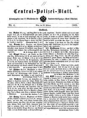 Zentralpolizeiblatt Dienstag 23. Februar 1869