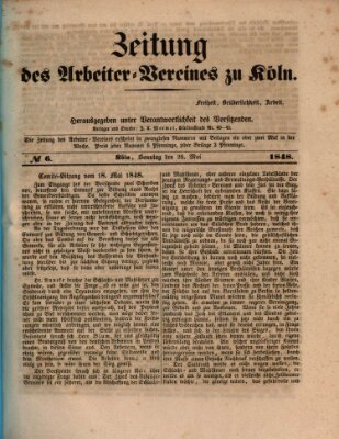 Zeitung des Arbeiter-Vereines zu Köln Sonntag 28. Mai 1848