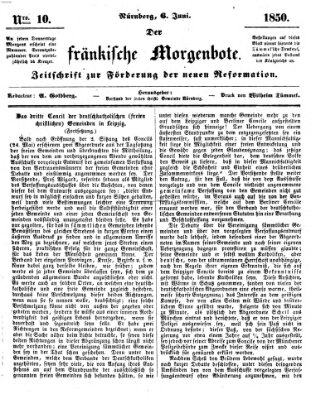 Der Fränkische Morgenbote Donnerstag 6. Juni 1850