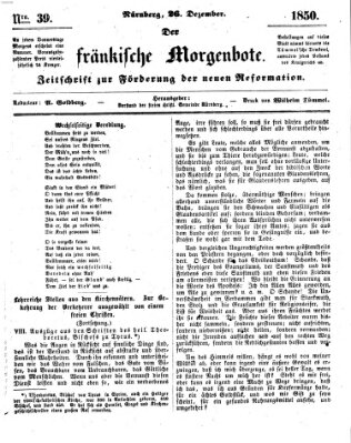 Der Fränkische Morgenbote Donnerstag 26. Dezember 1850