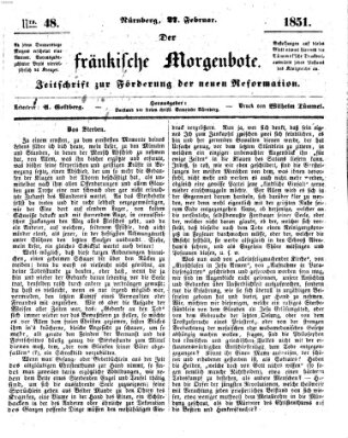 Der Fränkische Morgenbote Donnerstag 27. Februar 1851