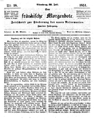 Der Fränkische Morgenbote Donnerstag 31. Juli 1851