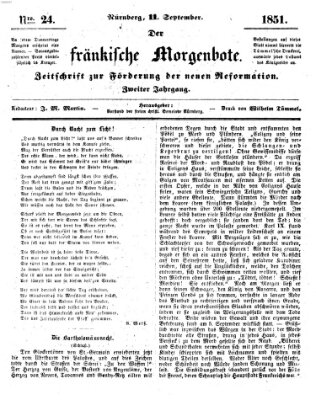 Der Fränkische Morgenbote Donnerstag 11. September 1851