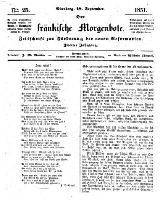 Der Fränkische Morgenbote Donnerstag 18. September 1851