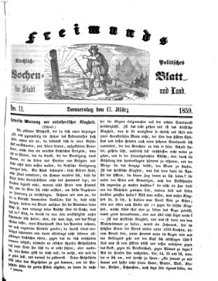 Freimund's kirchlich-politisches Wochenblatt für Stadt und Land Donnerstag 17. März 1859