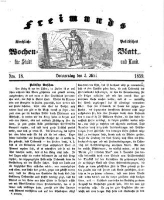 Freimund's kirchlich-politisches Wochenblatt für Stadt und Land Donnerstag 5. Mai 1859