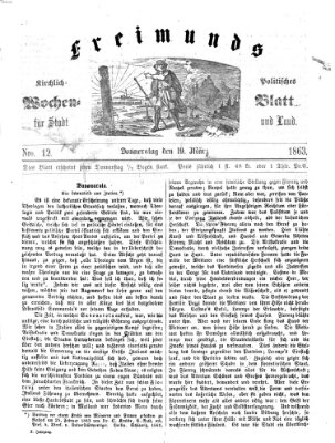 Freimund's kirchlich-politisches Wochenblatt für Stadt und Land Donnerstag 19. März 1863