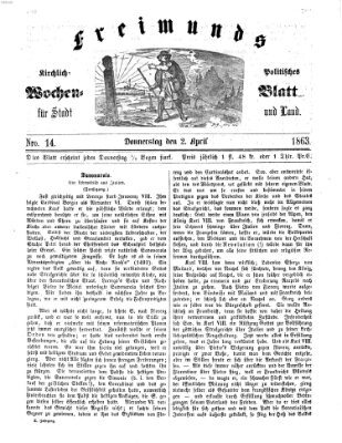 Freimund's kirchlich-politisches Wochenblatt für Stadt und Land Donnerstag 2. April 1863