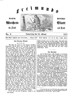Freimund's kirchlich-politisches Wochenblatt für Stadt und Land Donnerstag 23. Februar 1871