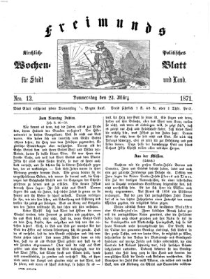 Freimund's kirchlich-politisches Wochenblatt für Stadt und Land Donnerstag 23. März 1871