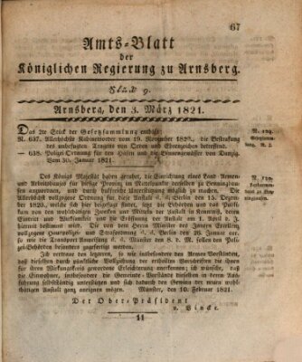 Amtsblatt für den Regierungsbezirk Arnsberg Samstag 3. März 1821