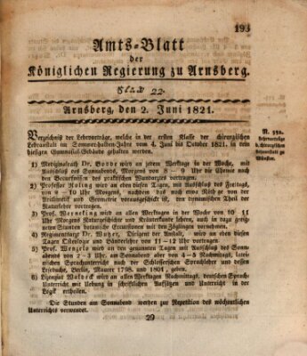 Amtsblatt für den Regierungsbezirk Arnsberg Samstag 2. Juni 1821