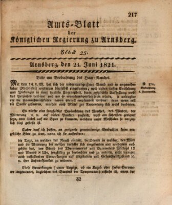 Amtsblatt für den Regierungsbezirk Arnsberg Samstag 23. Juni 1821