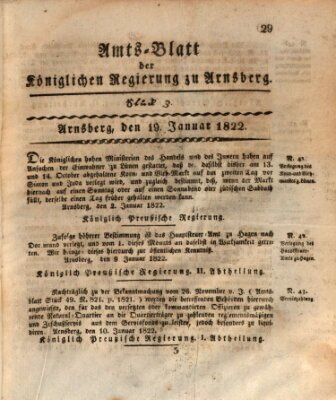 Amtsblatt für den Regierungsbezirk Arnsberg Samstag 19. Januar 1822