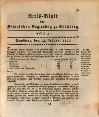 Amtsblatt für den Regierungsbezirk Arnsberg Samstag 23. Februar 1822