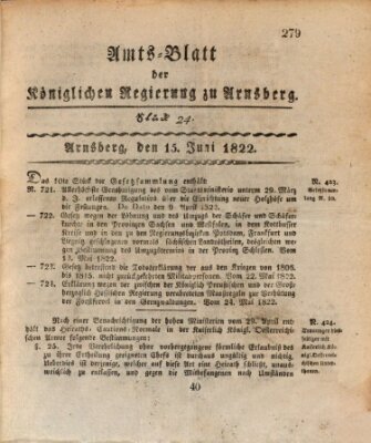 Amtsblatt für den Regierungsbezirk Arnsberg Samstag 15. Juni 1822