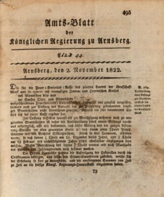 Amtsblatt für den Regierungsbezirk Arnsberg Samstag 2. November 1822