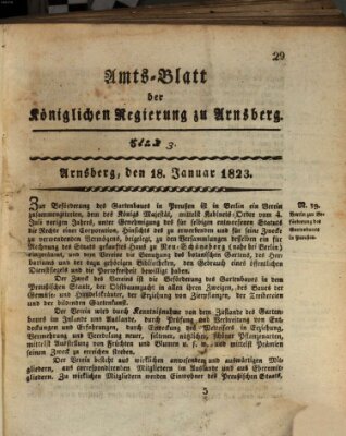 Amtsblatt für den Regierungsbezirk Arnsberg Samstag 18. Januar 1823