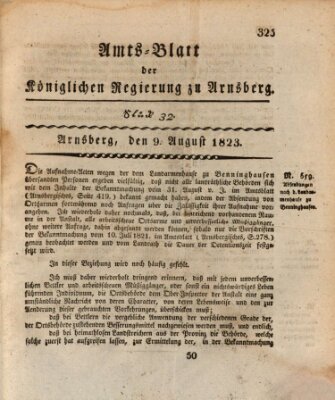 Amtsblatt für den Regierungsbezirk Arnsberg Samstag 9. August 1823
