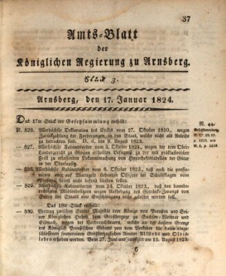 Amtsblatt für den Regierungsbezirk Arnsberg Samstag 17. Januar 1824